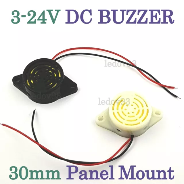 30mm 3-24V Beeping Buzzer Alarm Piezo Sounder DC Panel Mounting 3KHz Beep