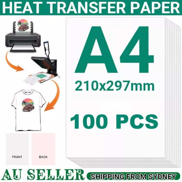 A4 Iron Heat Sublimation Transfer Paper For Cotton T-shirt Inkjet Printer DIY AU