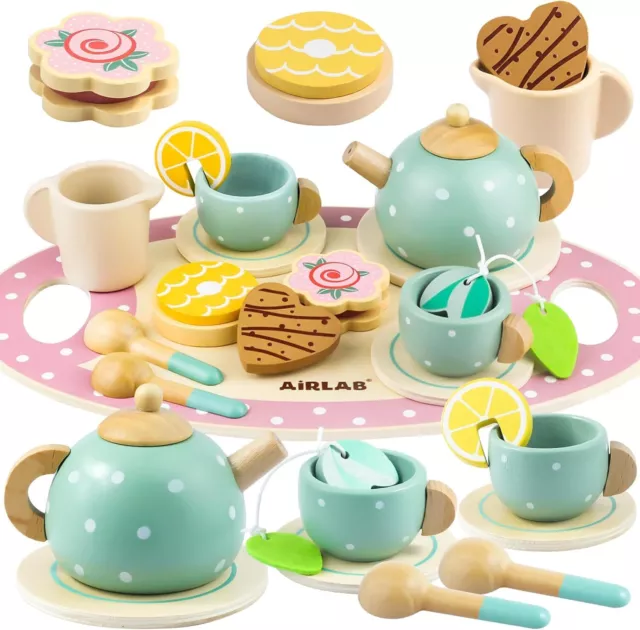 Educational Wooden Tea Set Toy for Kids Fun Early Learning Tool Birthday Gift