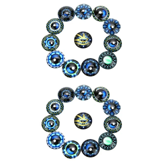 2x Auge Gedruckt Glas Schmuck Patches Augen Muster Glas Patch Auge Gedruckt Glas