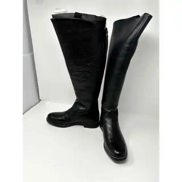 Franco Sarto Womens Meyer Knee High Flat Boots Black Leather 5.5 M