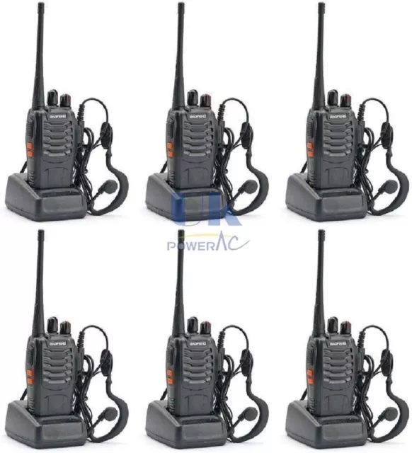 Paquete de 6 Walkie Talkie BF-888S Radio De Mano Dos Direccionales UHF 400-470 MHz Recargable 2