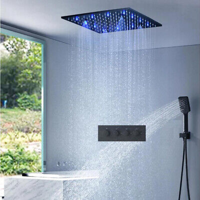 2022 cabeza de ducha de Negro Clásico Panel Spray RGB LED grifo de la ducha de lluvia conjunto