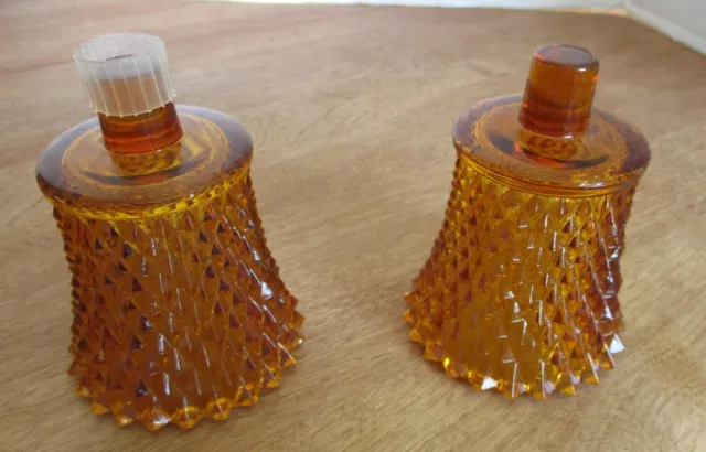 Vintage set of 2 Home Interiors Amber Glass Candle Holder Wall Sconce Globes