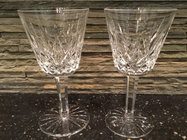 Waterford Crystal Lismore Claret Wine Glasses Set of 2 Stemware Barware 5 7/8"