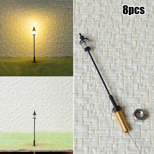 Lot 15 Lampadaires LED 20 Cm Pour Modélisme Ferroviaire – 3V, Résistances Incluses, Éclairage Scène Et Voies