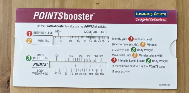 WW Weight Watchers Winning Points Booster Deslizador Tarjeta Deslizante Herramienta