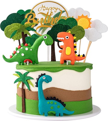 decorazione per torte feste di compleanno per bambini decorazione per dolci blu e verde Crazy-M 15 decorazioni per torte ghirlande ragazzi e ragazze dinosauro 
