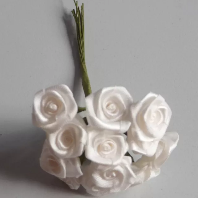 Diorröschen 12er Bund Satinröschen Rose Hochzeit Taufe Ivory 10,5 cm