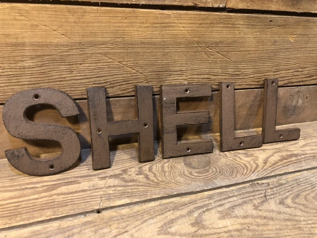 Shell Oil Can Cast Iron Sign Jar Gas Pump Station Gulf Texaco Visible Porcelain