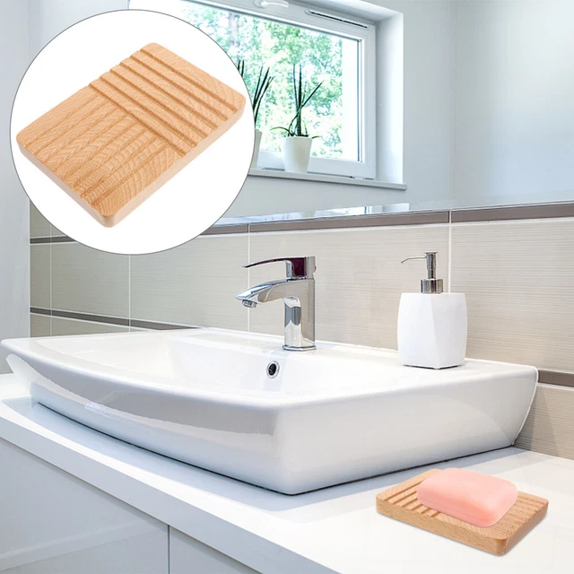 Funda de tazón grabado en madera estante de almacenamiento funda para ducha de baño en casa