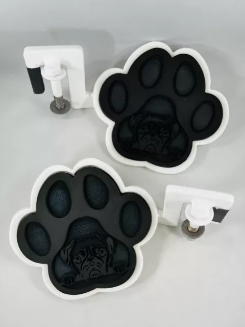 Foot Pegs for Jeep JK/JL/JT 07-Newer DOG PAW PUG FACE Metal & Rubber, Powder-Coa