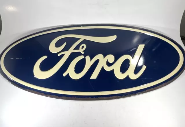Ford Blue 20" Oval Logo Metal Tin Sign Car Vintage Auto Emblem Licensed Man Cave
