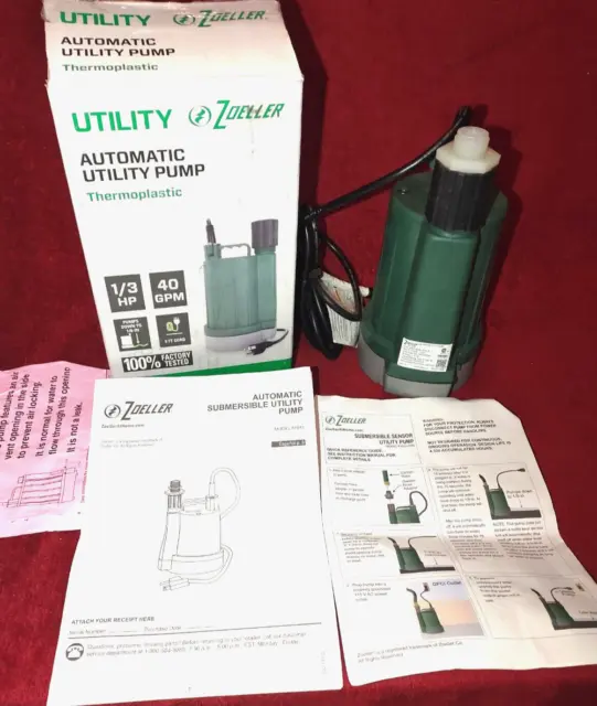 Zoeller 1/3 HP Automatic Utility Pump, 115V 1043-0006 w/ Instructions Box READ