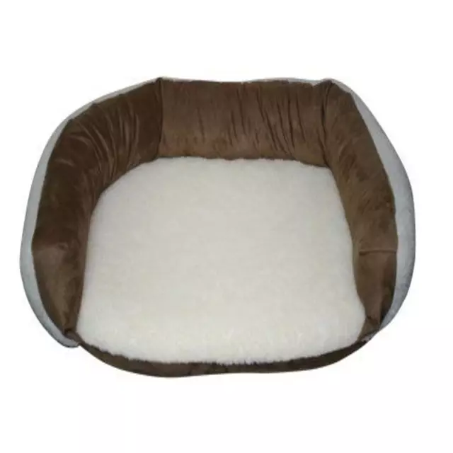 Casual Pet Products Reversible Bolster Bed, Large, Tan 42 x 7 x 30