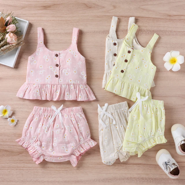 2PCS Toddler Kids Baby Girls Clothes T-shirt Tops+Shorts Skirts Outfits Set 0-4T