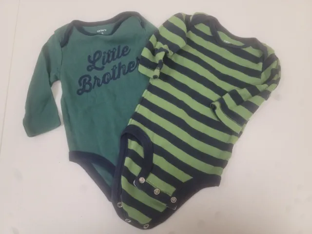 Carters Long Sleeve One Piece Body Suit Lot Of 2 Baby Boy Size 3 Months