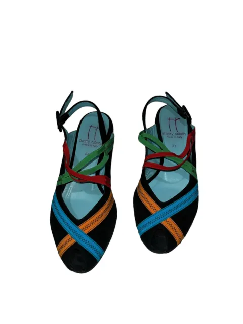 Thierry Rabotin Shoes Women’s Velvet Slingback Open Toe Low Wedge 3