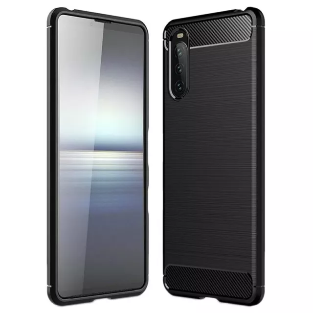 COQUE ETUI HOUSSE EN SILICONE ANTICHOC FIBRE DE CARBONE Pour SONY XPERIA 10 III