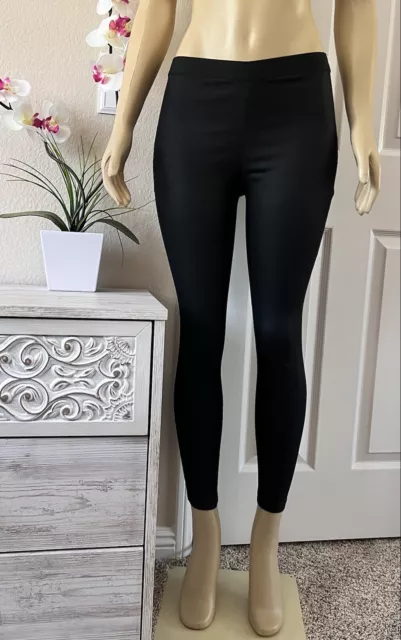 Eileen Fisher Organic Cotton Slim Pants Leggings Petite Black Stretch Size S