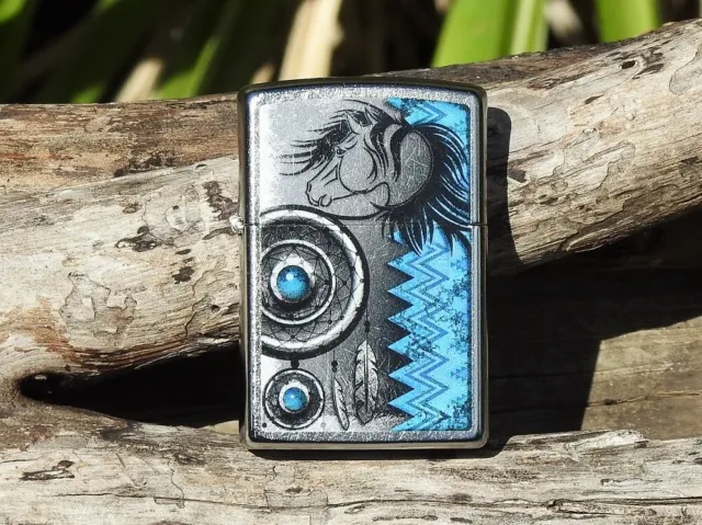 Zippo Lighter - Southwest Horse - Dreamcatcher - American Indian - Turquoise