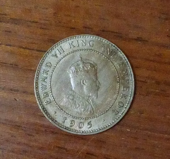 1905 Jamaica 1/2 Penny Edward VII Lustrous Matt Finish Coin Crocodile in Seal