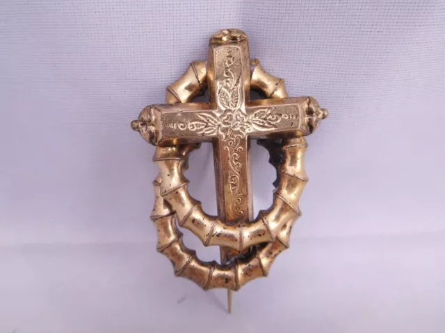 Victorian Mourning Gold Filled Religious Easter Crucifix Cross Pin Brooch