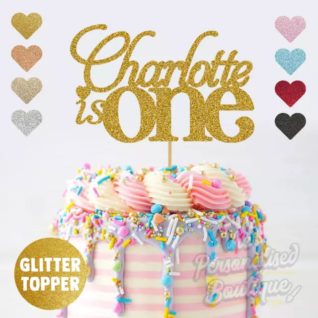Personalised Custom Glitter Cake Topper, 1st First Birthday One Cake Topper