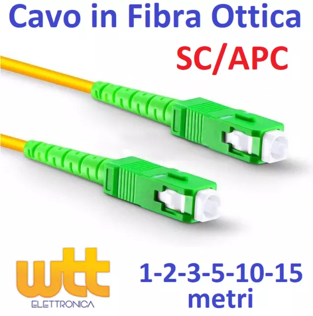 Cavo Fibra Ottica FTTH 9/125 SC/APC Simplex monomodale 1•2•3•5•10•15m