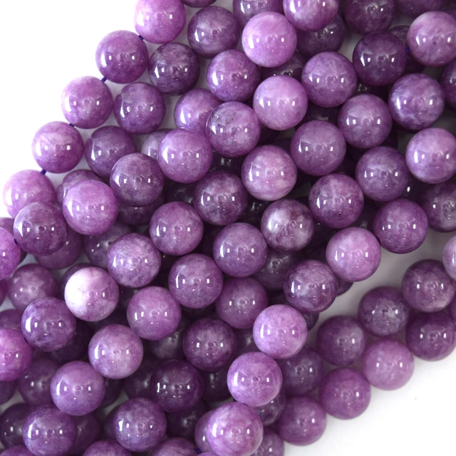 Purple Lepidolite Colored Quartz Round Beads 15“ Strand 6mm 8mm 10mm