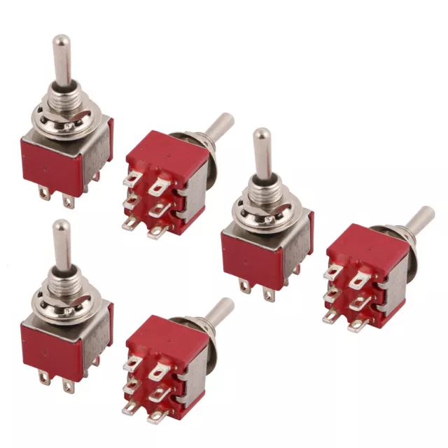 6 Pcs AC125V/5A 250V/2A DPDT ON-OFF-ON 3 Position Inter. bascule 6 Terminal