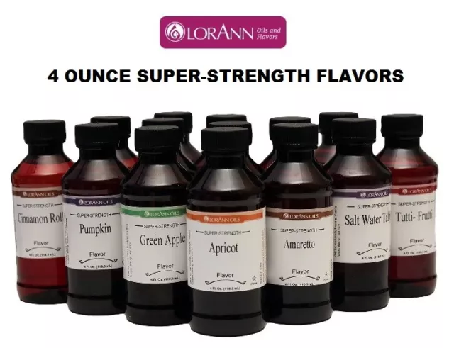 LorAnn 4 oz Super Strength Flavoring Oils Flavor Extracts Four Ounce Bottles