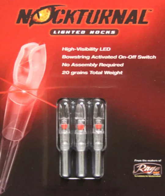 Rage Nockturnal-S Lighted Nocks 3pk Red NT-202 #01015 DoubleTake
