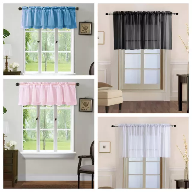 2Pc Voille Sheer Straight Valance Small Window Curtain Shorth Panel 2 Style New