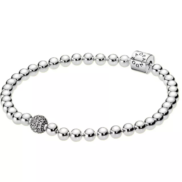 Pandora S925 Various Size's Beads & Pave Bracelet Ale Sterling Silver Uk