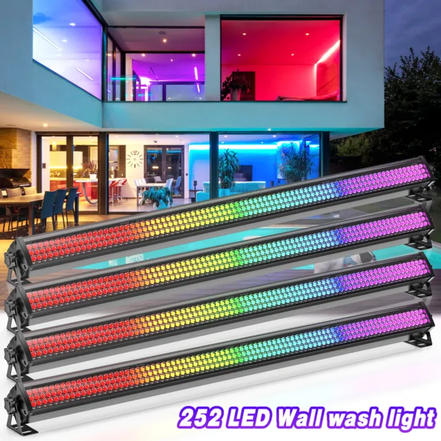 4pcs 252 LED RGB Wall Wash Bar Light DMX512 DJ Party Disco Stage Show Display