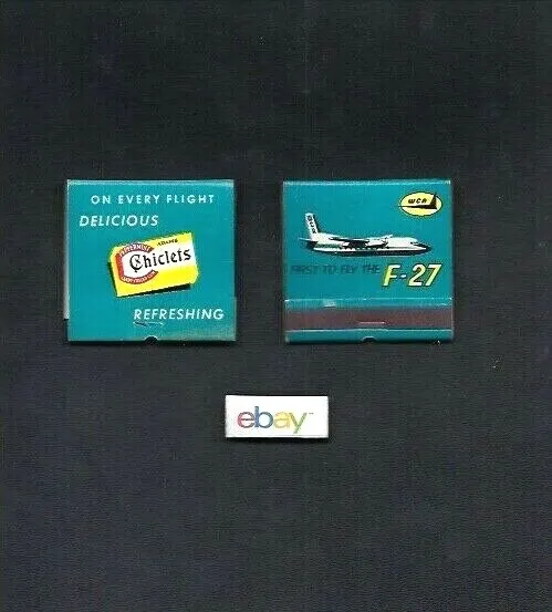 West Coast Airlines Matchbook Fairchild F-27 First To Fly 1959 Chiclets Ad