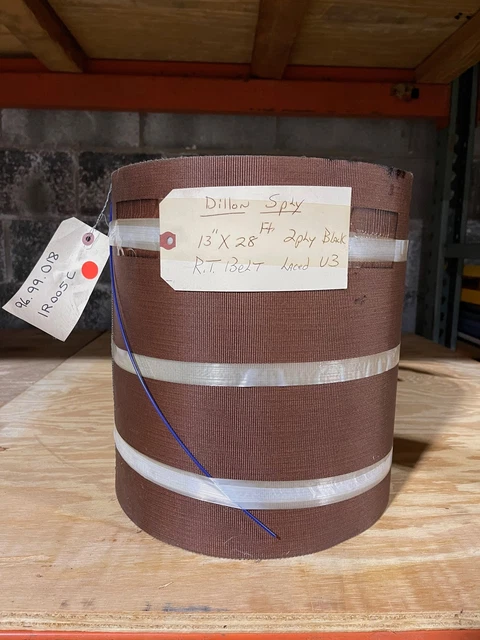 ONE (1) NEW Conveyor Belt #96.99.018 Ribbed Rubber Top 28' 13" Laced U3 2 Ply