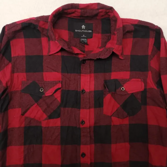 Shouthouse Buffalo Check Flannel Button Up Shirt Mens Size Small S Red Black