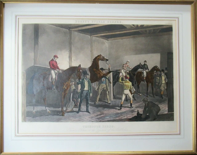 Large Antique Aquatint 1846 Fore's Stable Scene J Harris After J.F. Herring