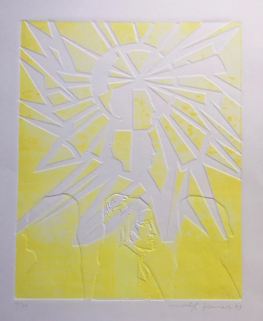 MALEK PANSERA, Bella Calcografia a rilievo in giallo limone, 1993 firmata