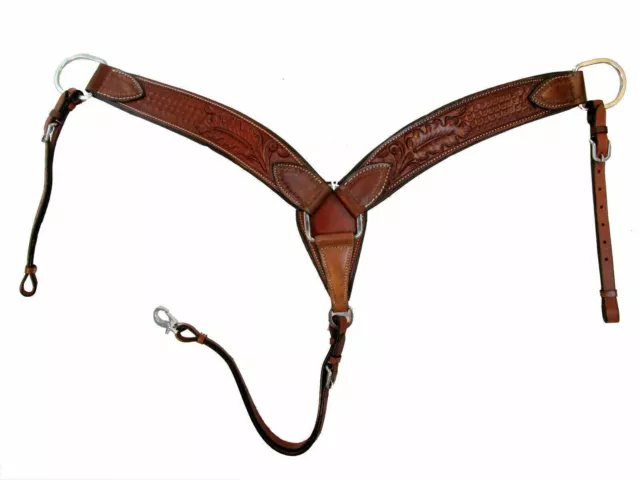 Saddle Breast Collar Western Horse Pleasure Tooled Leather Tack