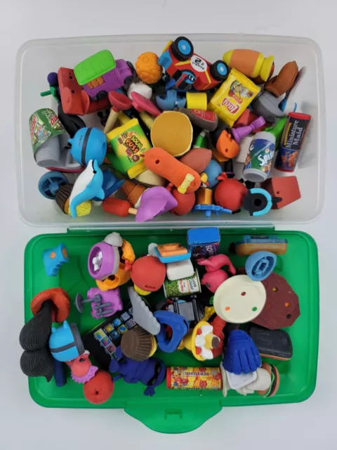 Large Lot 80+ Wacky Packages Erasers Variety of Eraser Items Fun Great Condition