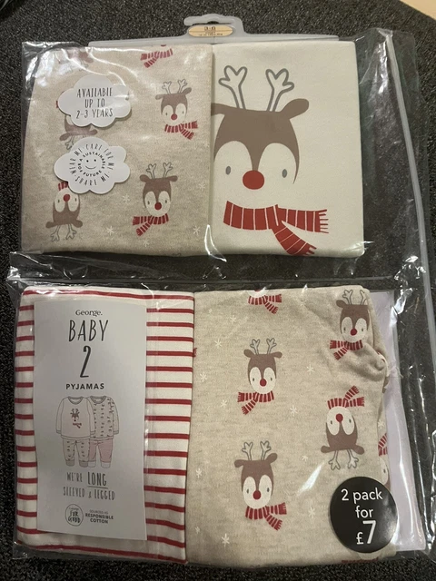 Pigiama Natale Unisex 3-6 Mesi George Asda - Nuovo con Etichette