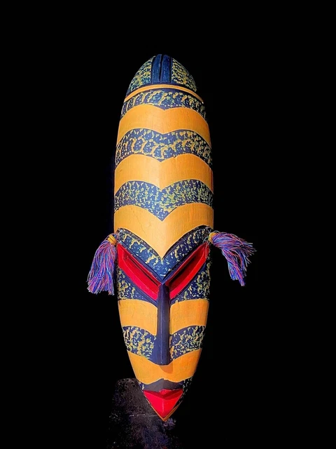Maschera africana antica intagliata a mano in legno da parete arredamento...