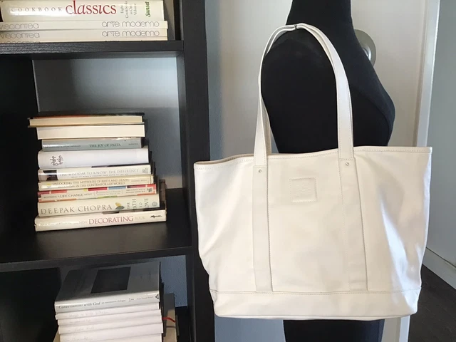 Longchamp White  Leather Large  Everyday Tote Handbag