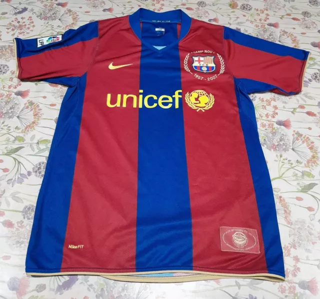 Vintage Barcelona 2007/08 Size S Nike Home Football Shirt Nou Camp 50y Authentic