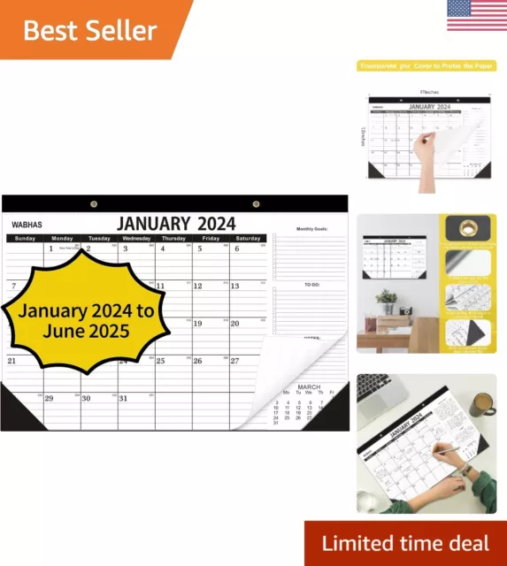2024 Desk Calendar - 8 Months - Spacious Layout for Appointments & Monthly Plans