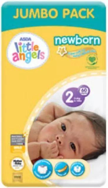 Paquete de pañales ASDA Little Angels para recién nacidos talla 2 Big Saver