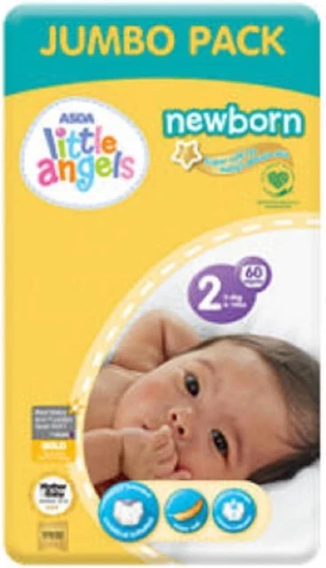 Paquete de pañales ASDA Little Angels para recién nacidos talla 2 Big Saver